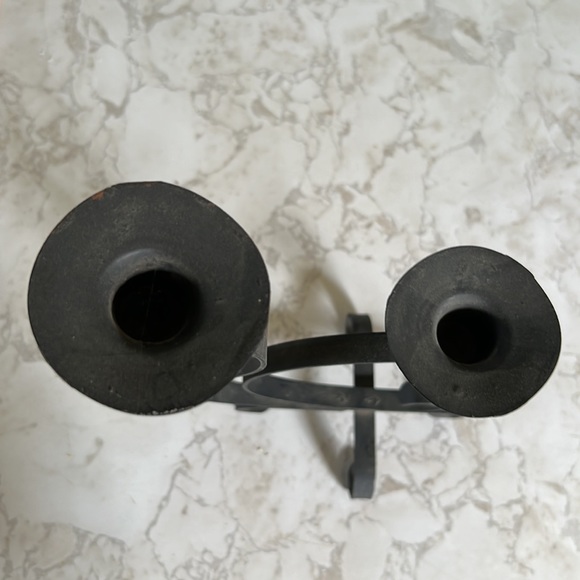 Vintage Black Wrought Iron Double Candlestick Holder Scroll Decor candleholder - Picture 7 of 12